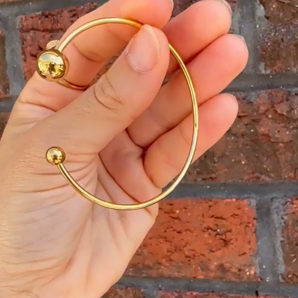 Gold Ball Stainless Steel Waterproof Bangle Bracelet - Picture 2 of 7